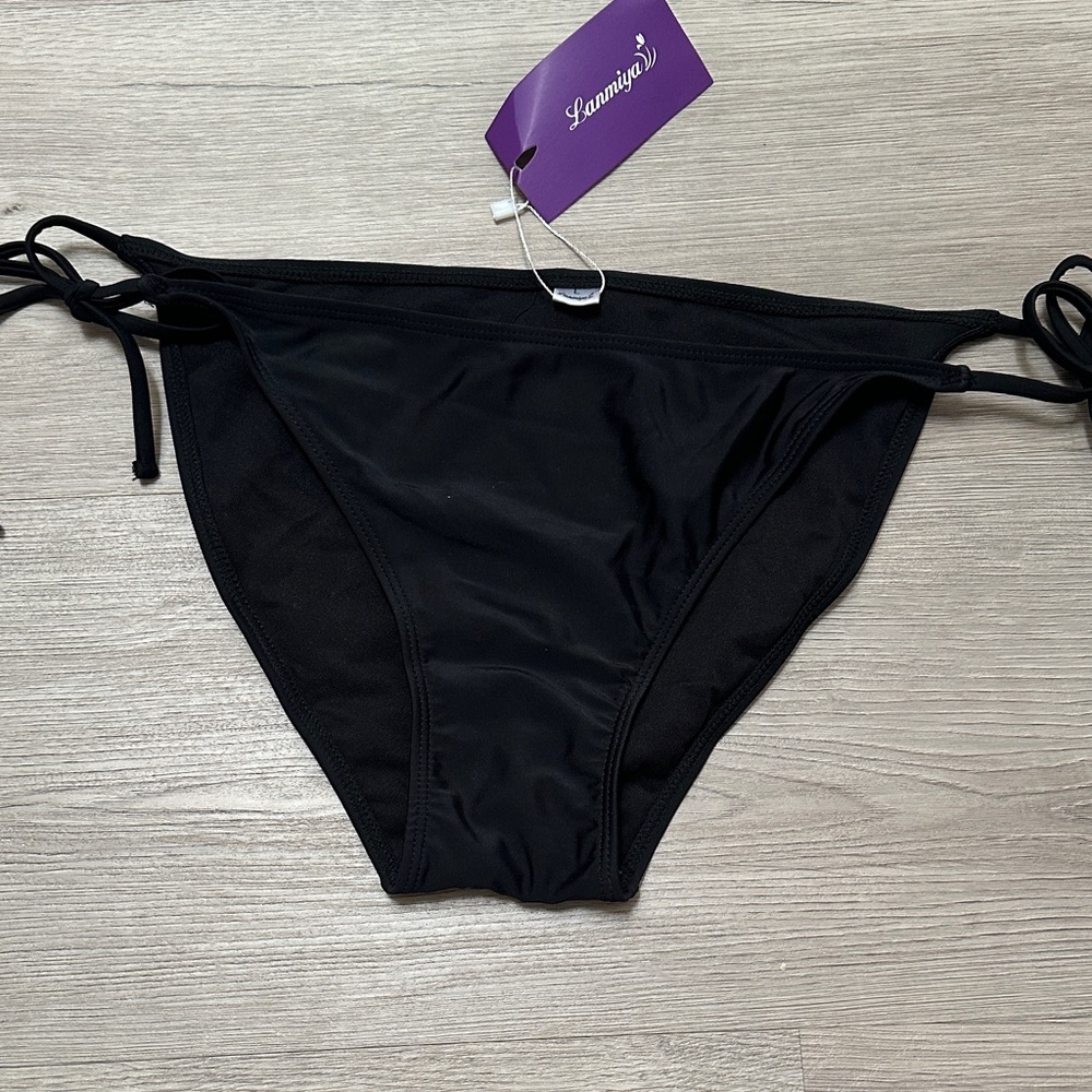 NWT Black Bikini Bottoms With Tie Sides.